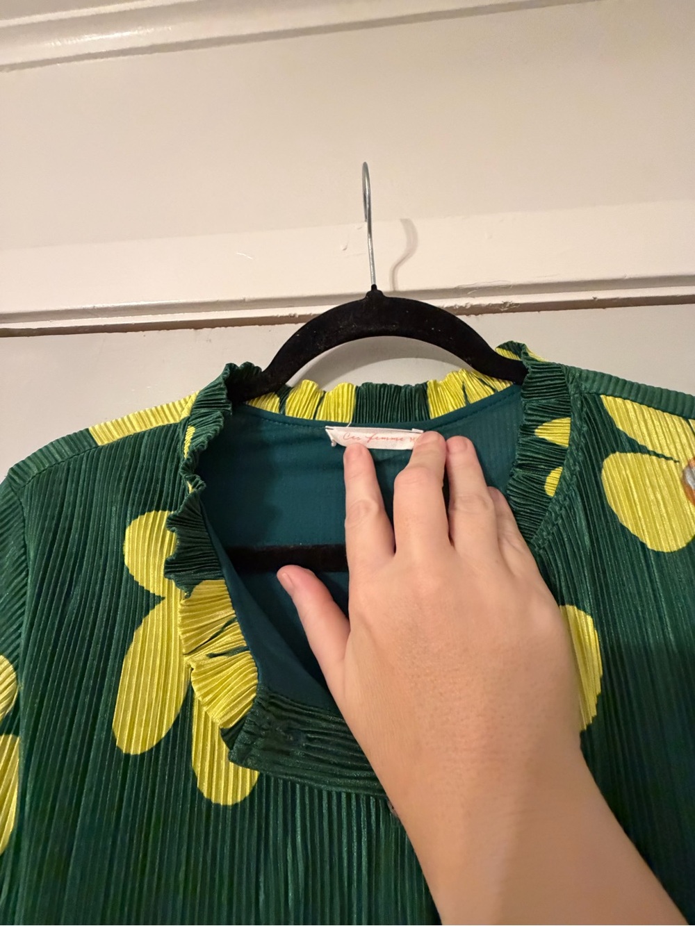 Ces Femme Dark Green Maxi Dress with Yellow Floral Print - Picture 2 of 4
